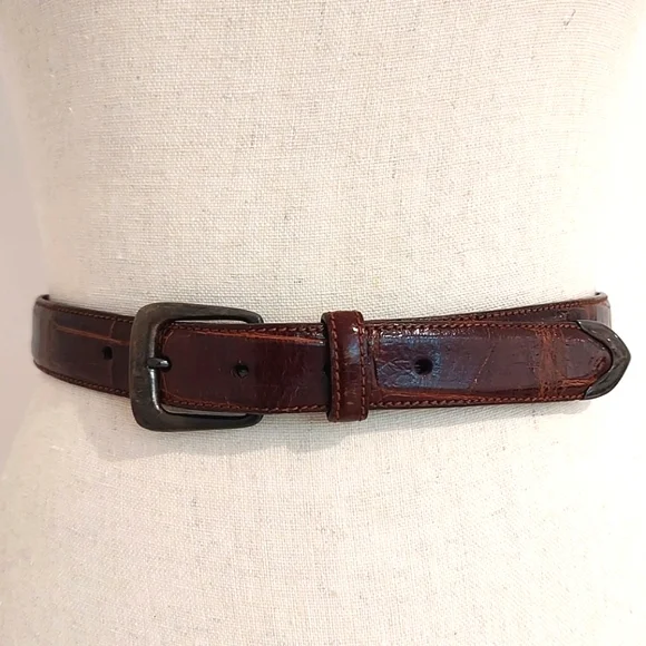 VTG Ralph Lauren Genuine Alligator Belt Sterling Silver 1985 Brown 26 - Picture 2 of 16